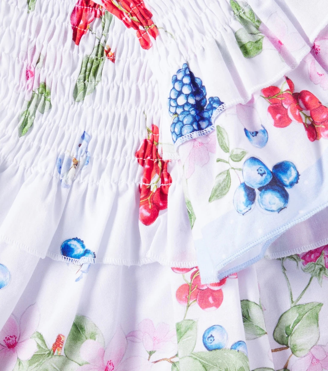 Monnalisa - Floral ruffled cotton top and skirt set