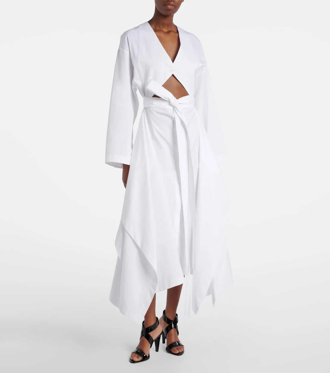 Alaïa - Cutout cotton poplin midi dress
