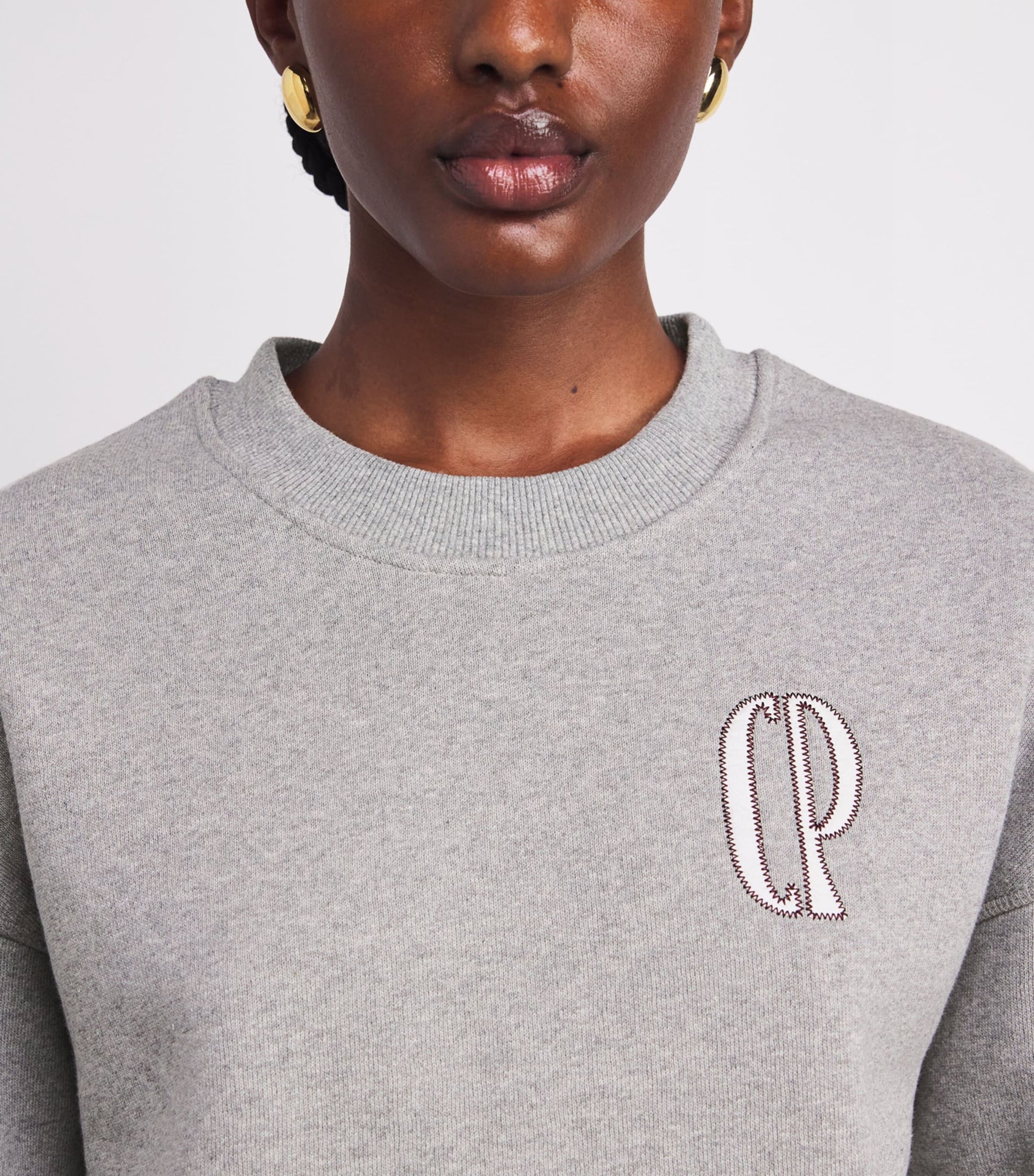 Claudie Pierlot Grey Cotton-Blend Logo Sweatshirt