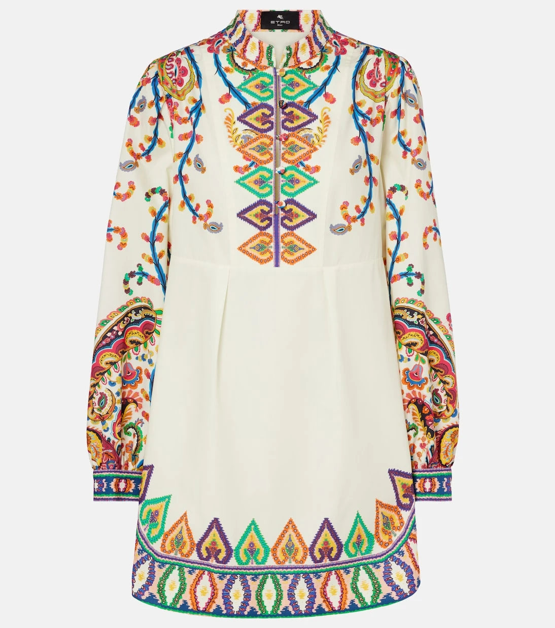 Etro - فستان قصير من القطن المطبوع