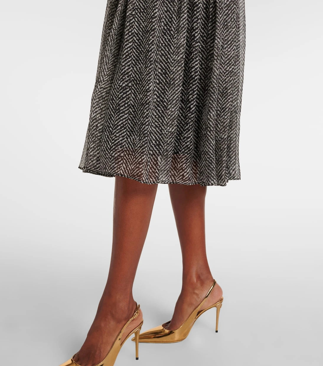 Dolce&Gabbana - Chevron tie-neck silk-blend midi dress
