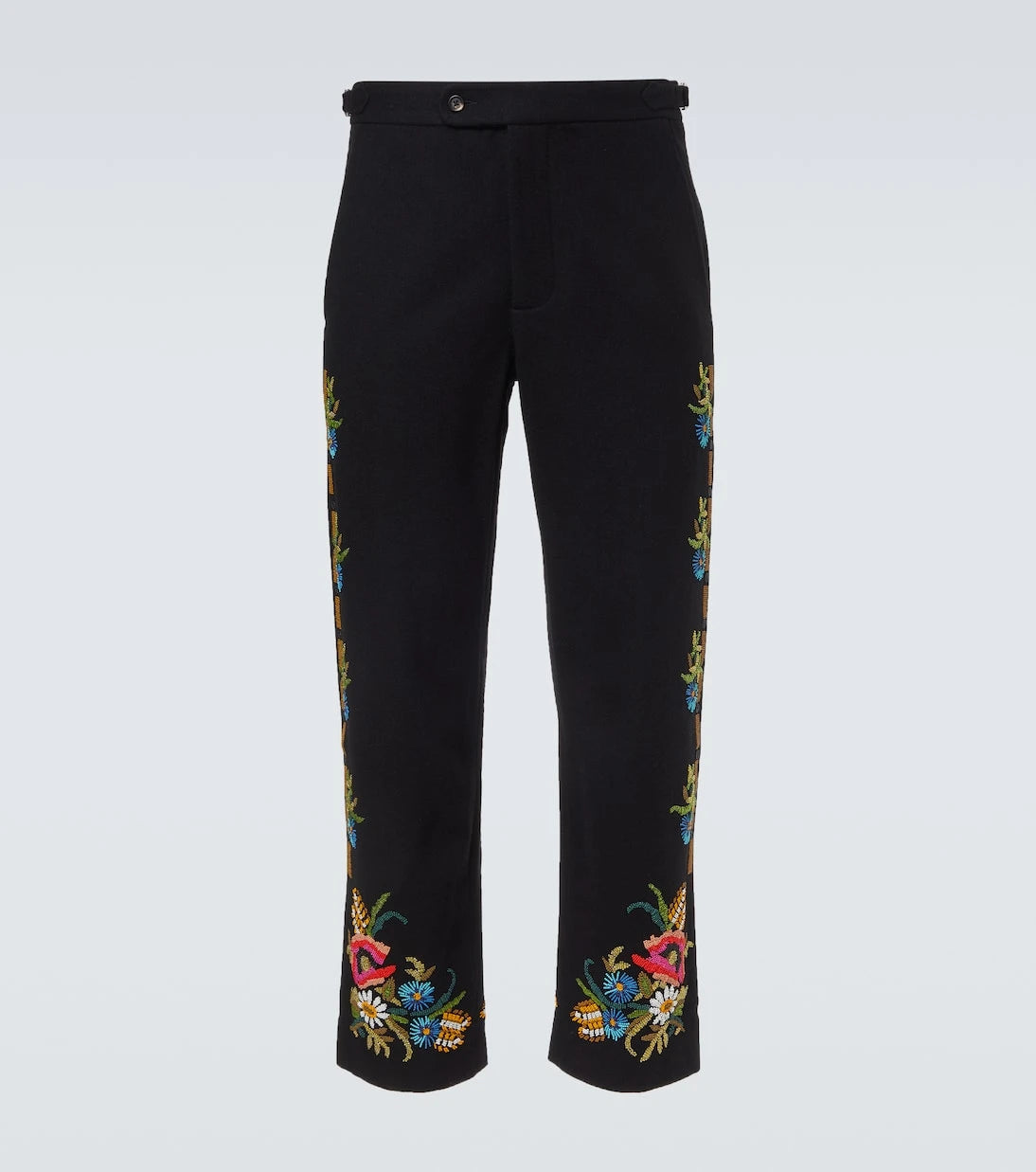 Bode - Beaded Aquitaine wool straight pants