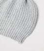 Brunello Cucinelli Grey Cashmere-Silk Embellished Beanie