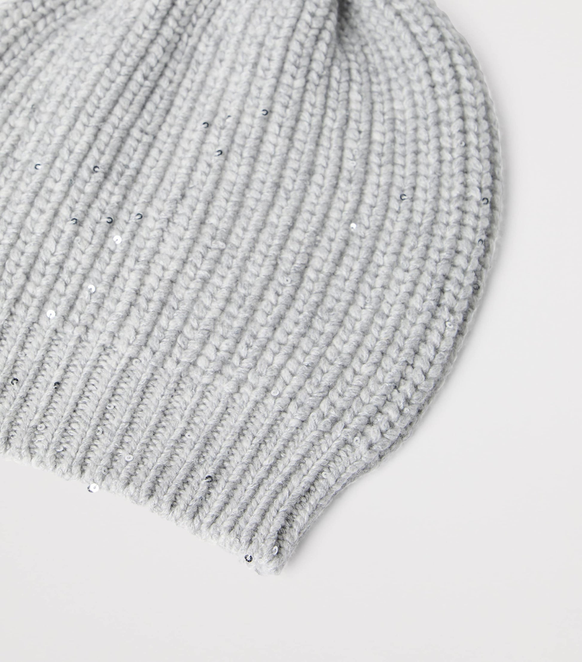 Brunello Cucinelli Grey Cashmere-Silk Embellished Beanie