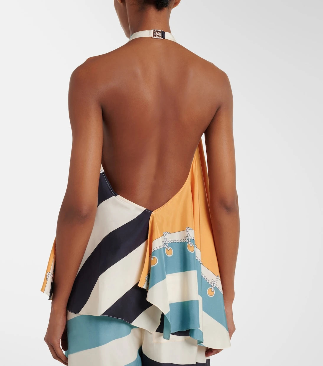 Loewe - Printed asymmetric halterneck silk top