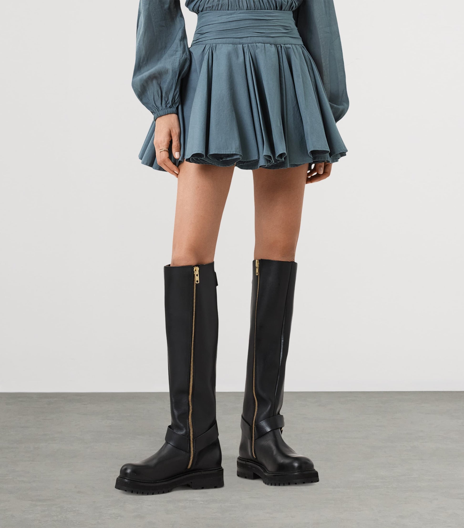 Blue Organic Cotton Tulip Mini Skirt