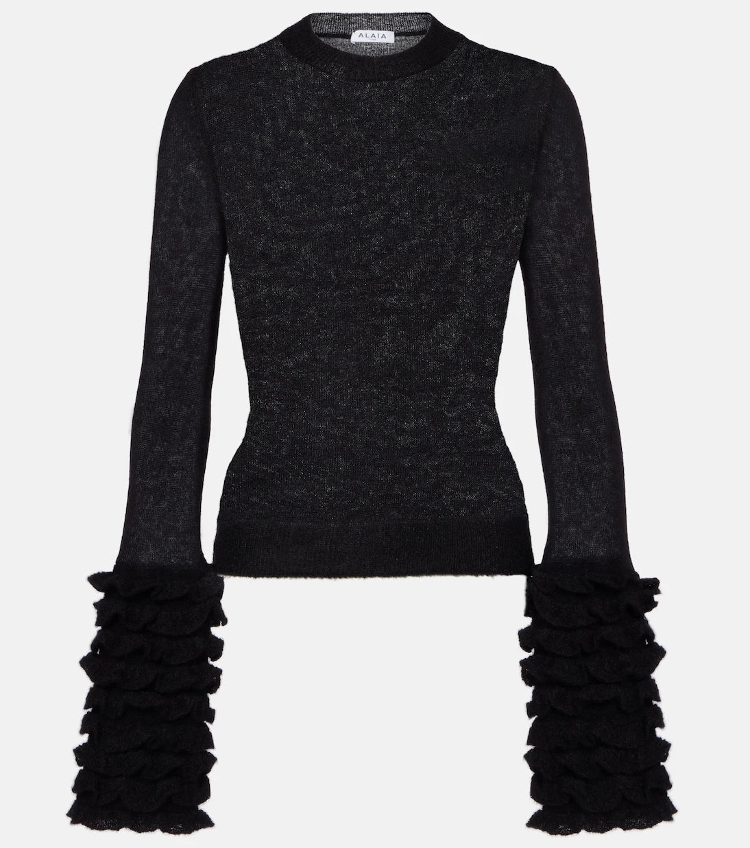 Alaïa - Ruffled sheer mohair-blend top