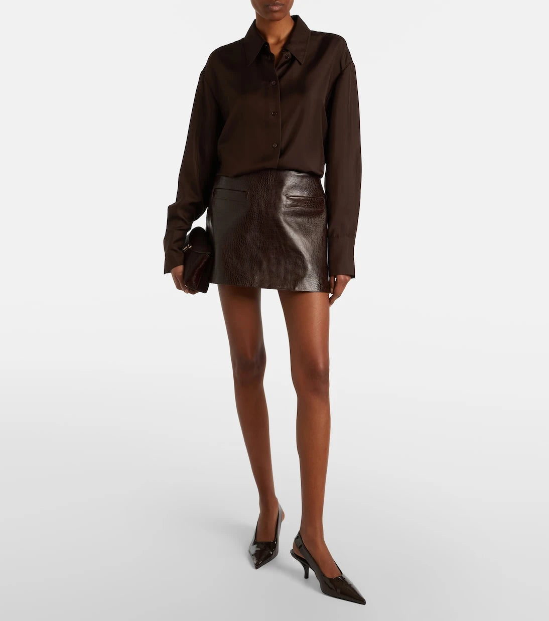 The Frankie Shop - Rory croc-effect leather miniskirt