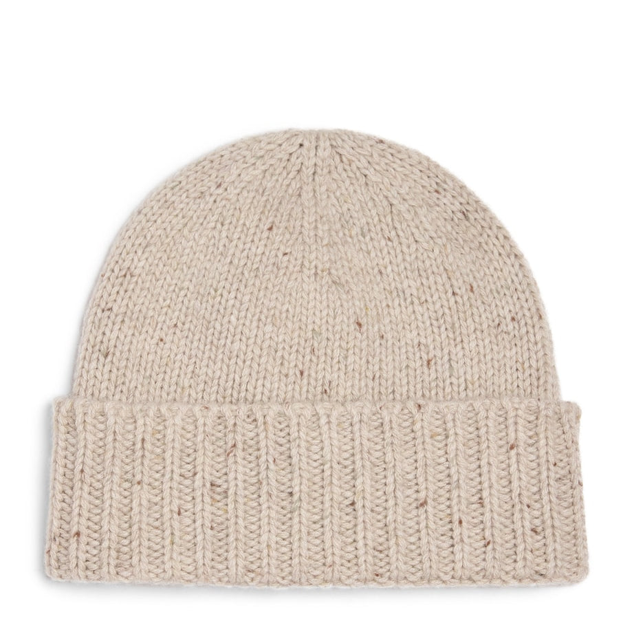 Johnstons Of Elgin Beige Donegal Cashmere Beanie