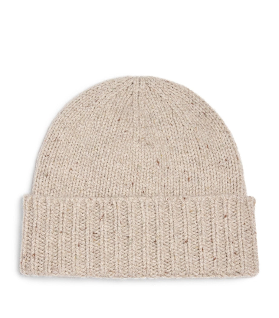 Johnstons Of Elgin Beige Donegal Cashmere Beanie