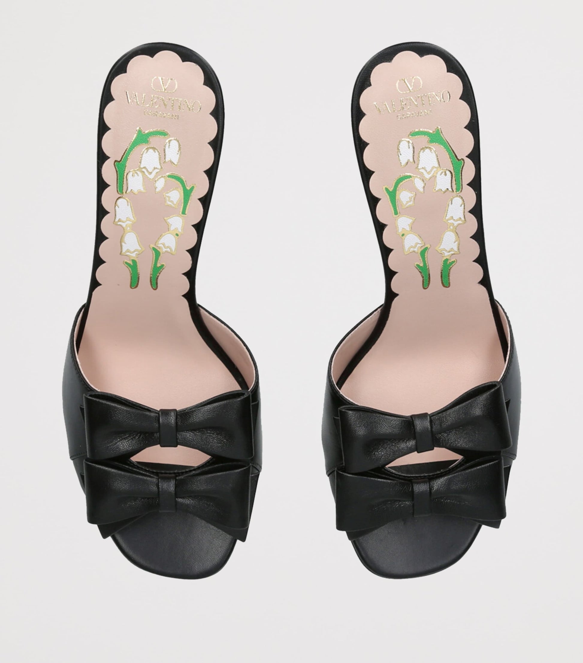 Valentino Garavani Black Leather Bow-Detail Bowow Mules 75