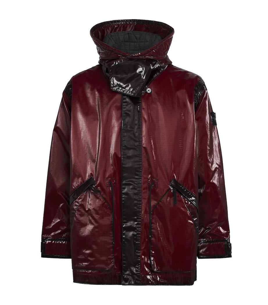 Burgundy Uneven Ripstop Prismatico Parka