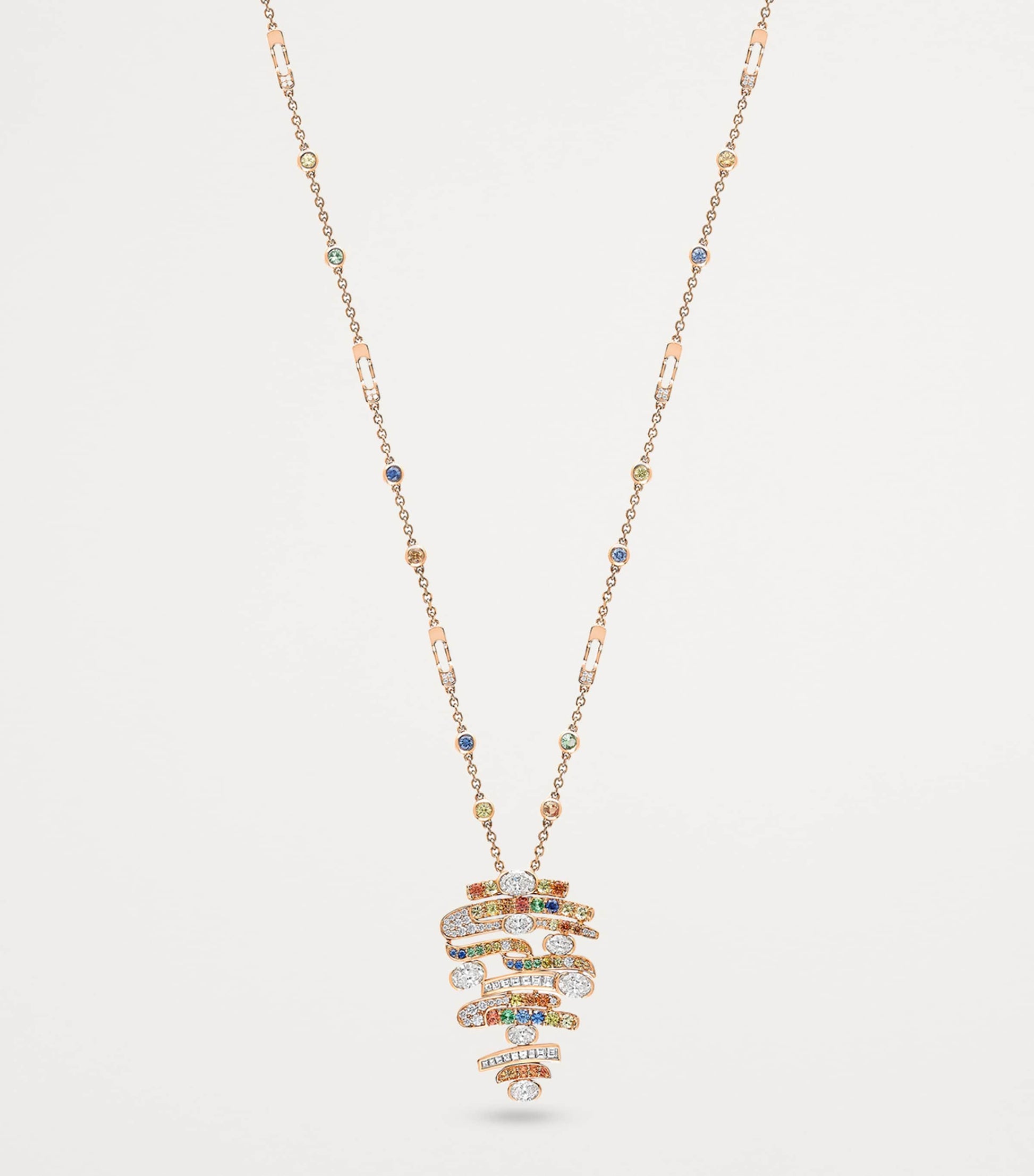 Rose Gold, Diamond, Sapphire and Tsavorite Play of Light Pendant Necklace