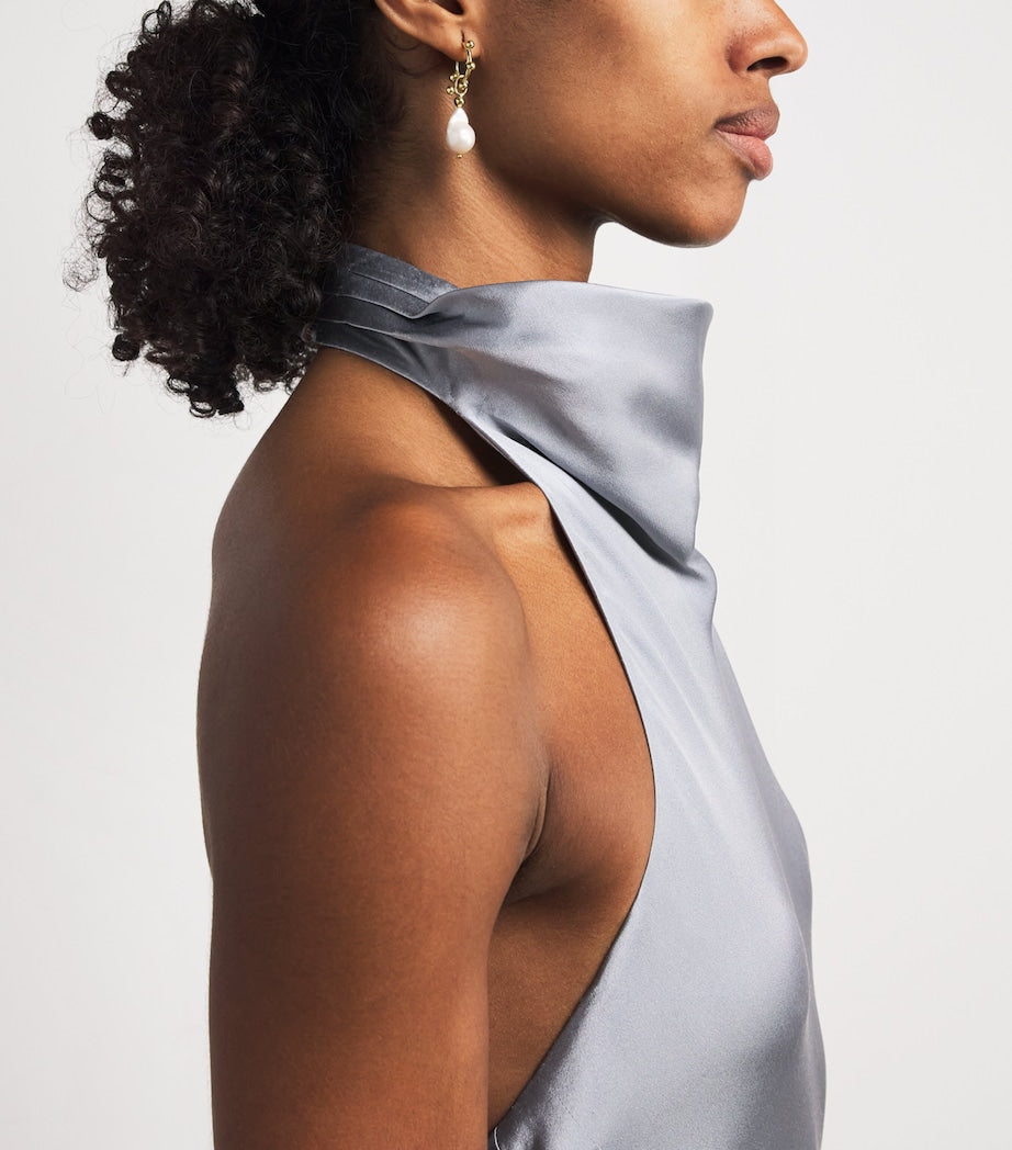 ANINE BING Blue Silk Eliana Maxi Dress