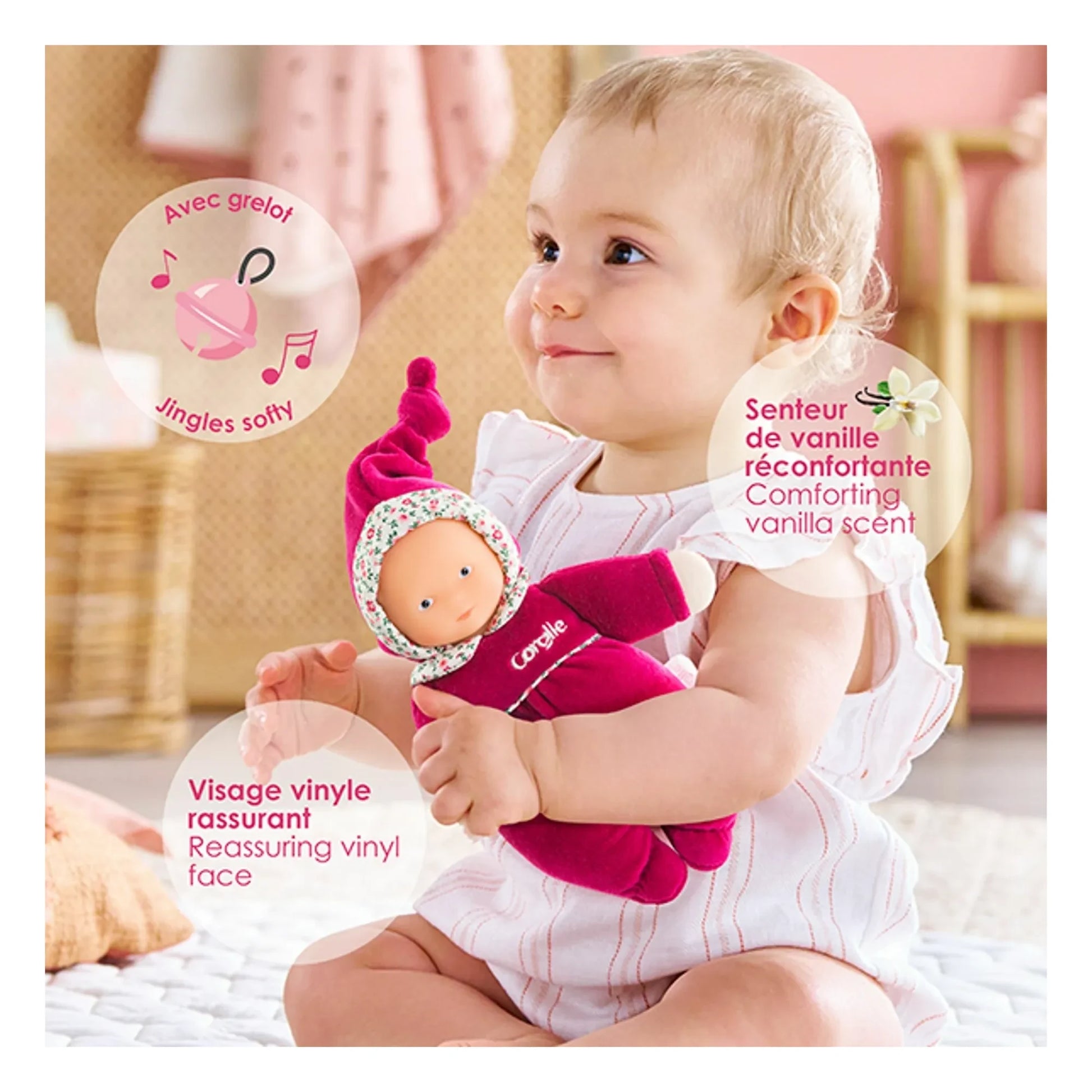 Corolle - Babidoux - Pink Pomegranate Soft toy | Fuchsia