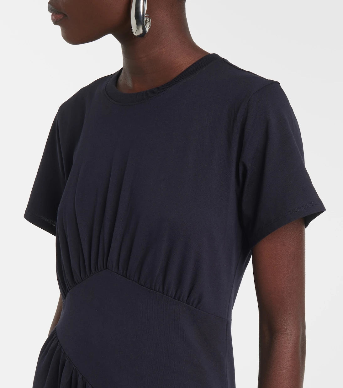 Frame - Gathered paneled cotton midi dress