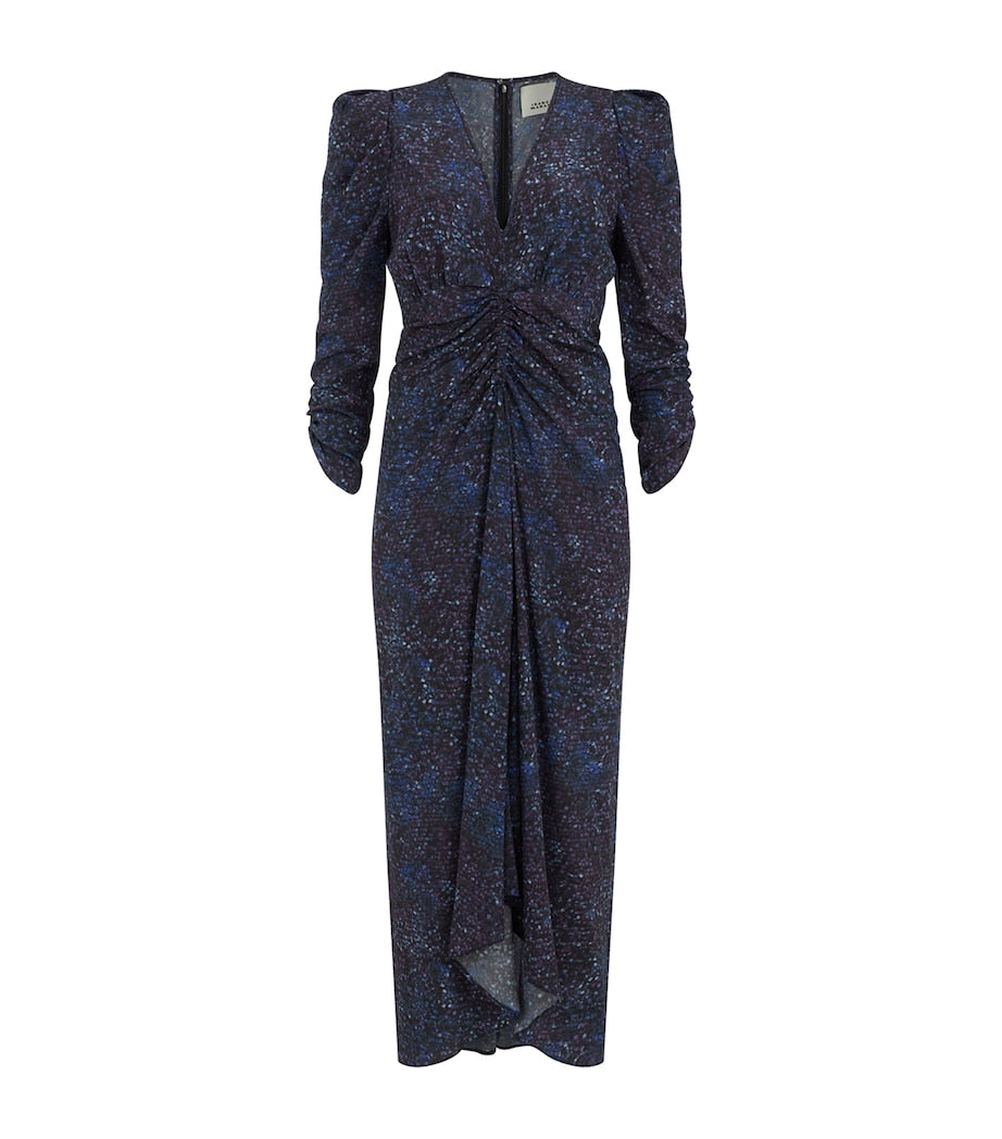 Navy Silk-Blend Albini Midi Dress