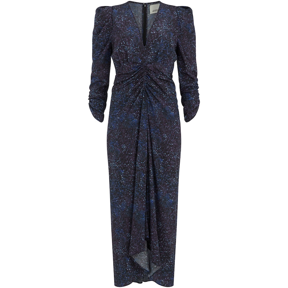 Navy Silk-Blend Albini Midi Dress