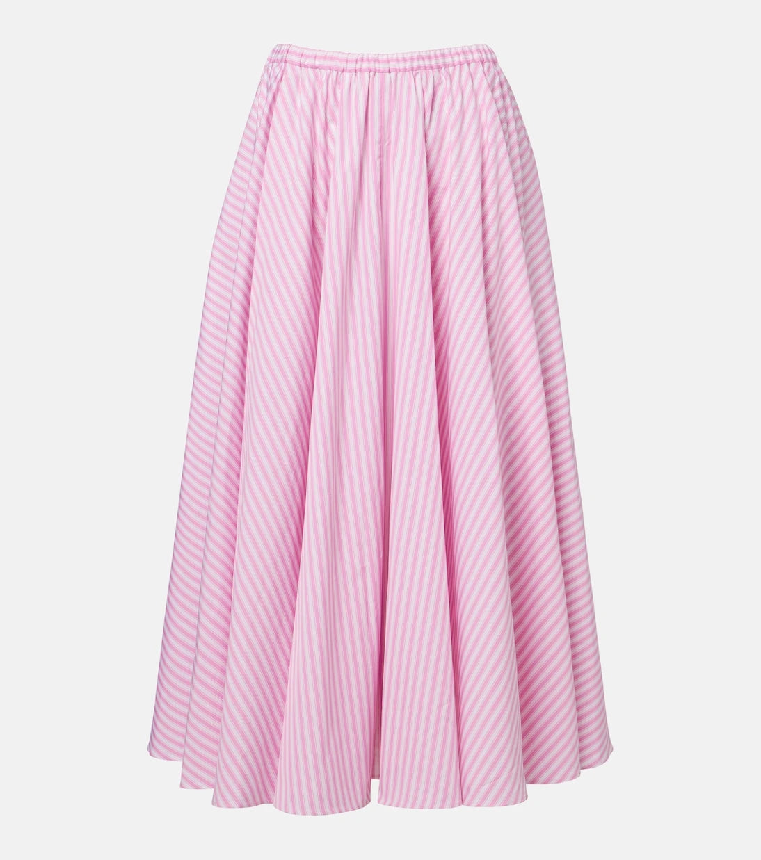 Patou - Pleated striped cotton poplin midi skirt