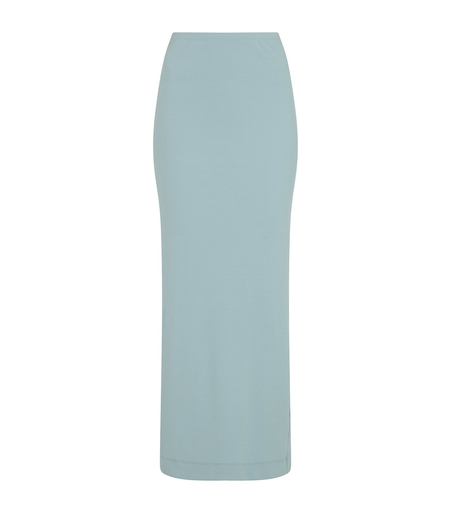 ÉTERNE Blue Ribbed Emma Maxi Skirt