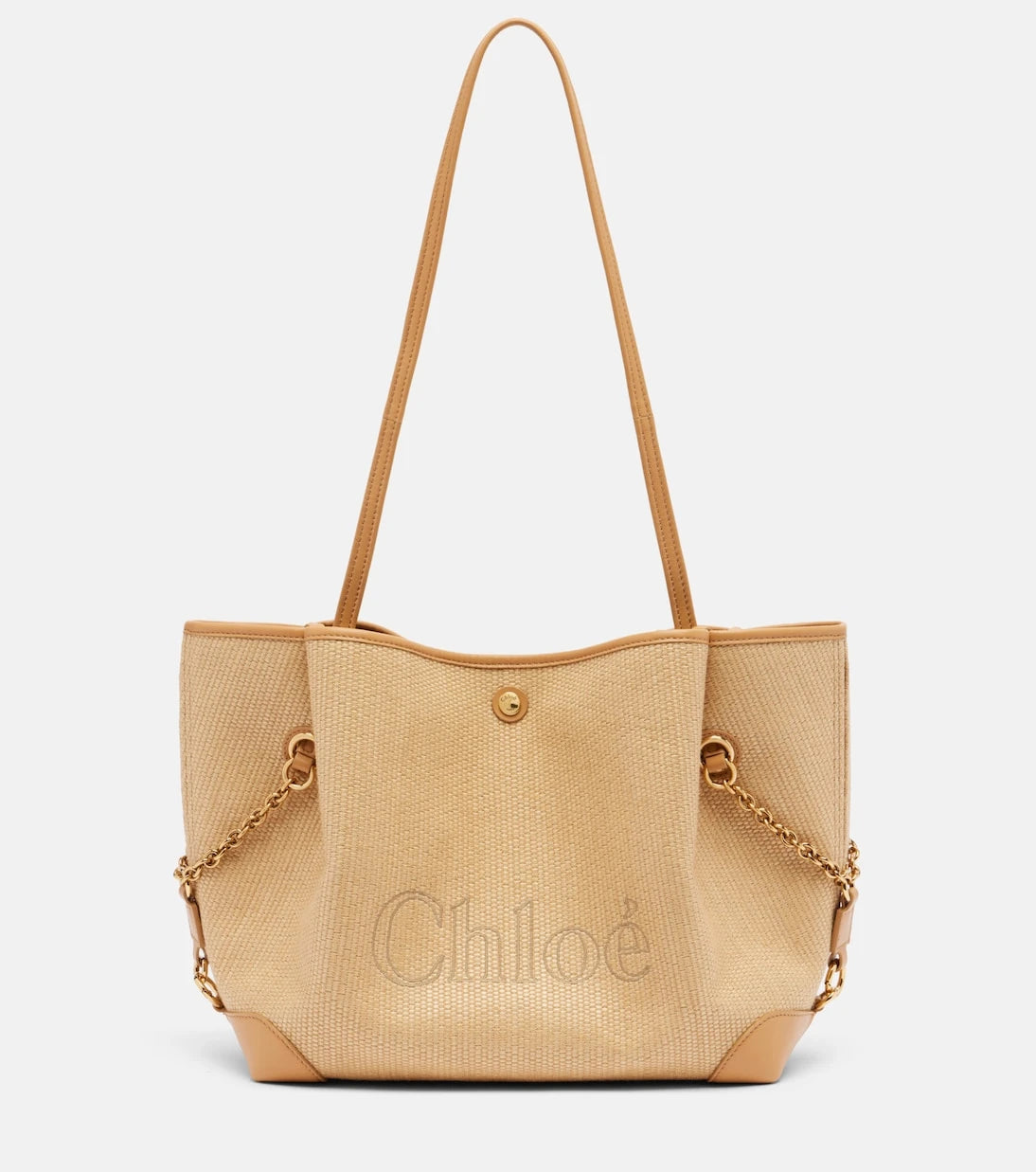Chloé - Chloé Clover Medium raffia-effect tote bag