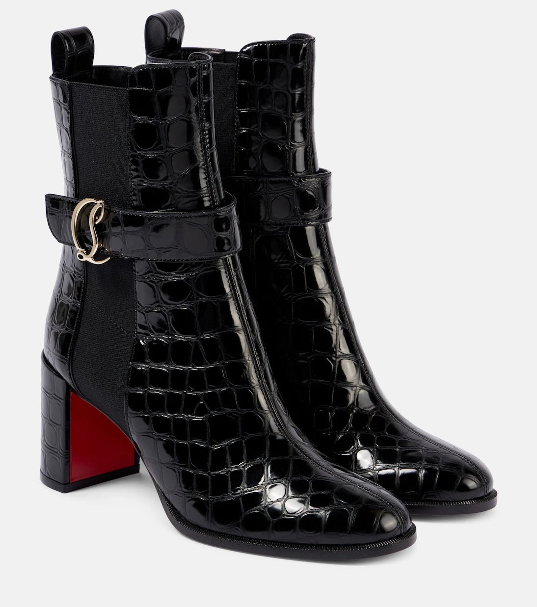 Christian Louboutin - حذاء الكاحل CL الجلدي بنمط جلد التمساح