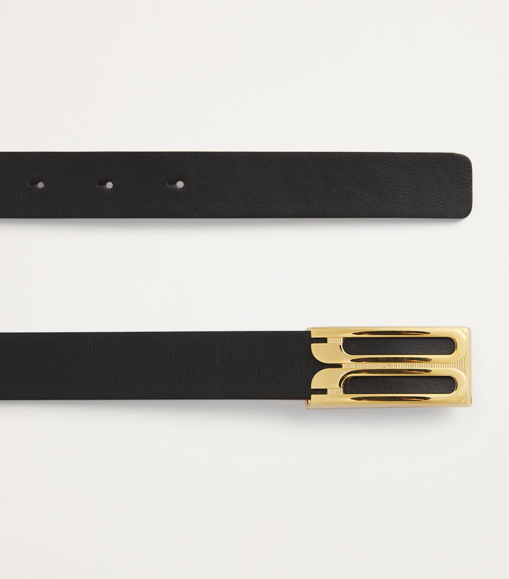 Black Leather B-Buckle Belt