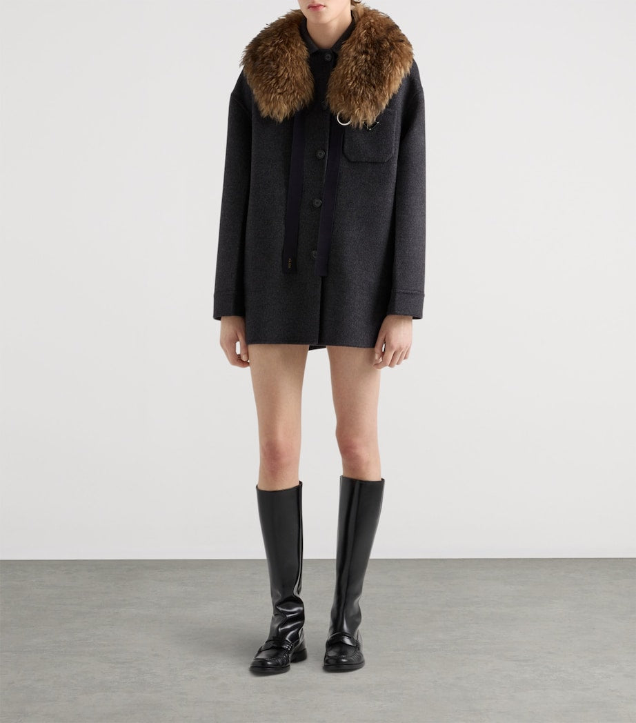 Prada Grey Wool-Cashmere Oversized Shirt