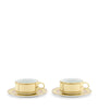 Set of 2 Porcelain Colonna Diva Giallo Teacups and Saucers