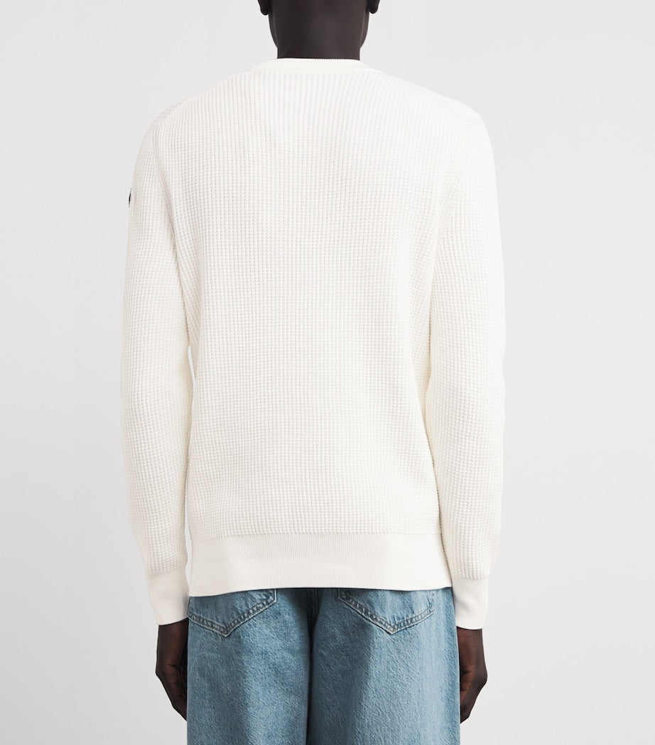 Moncler Ivory Cotton Waffle-Knit Sweater