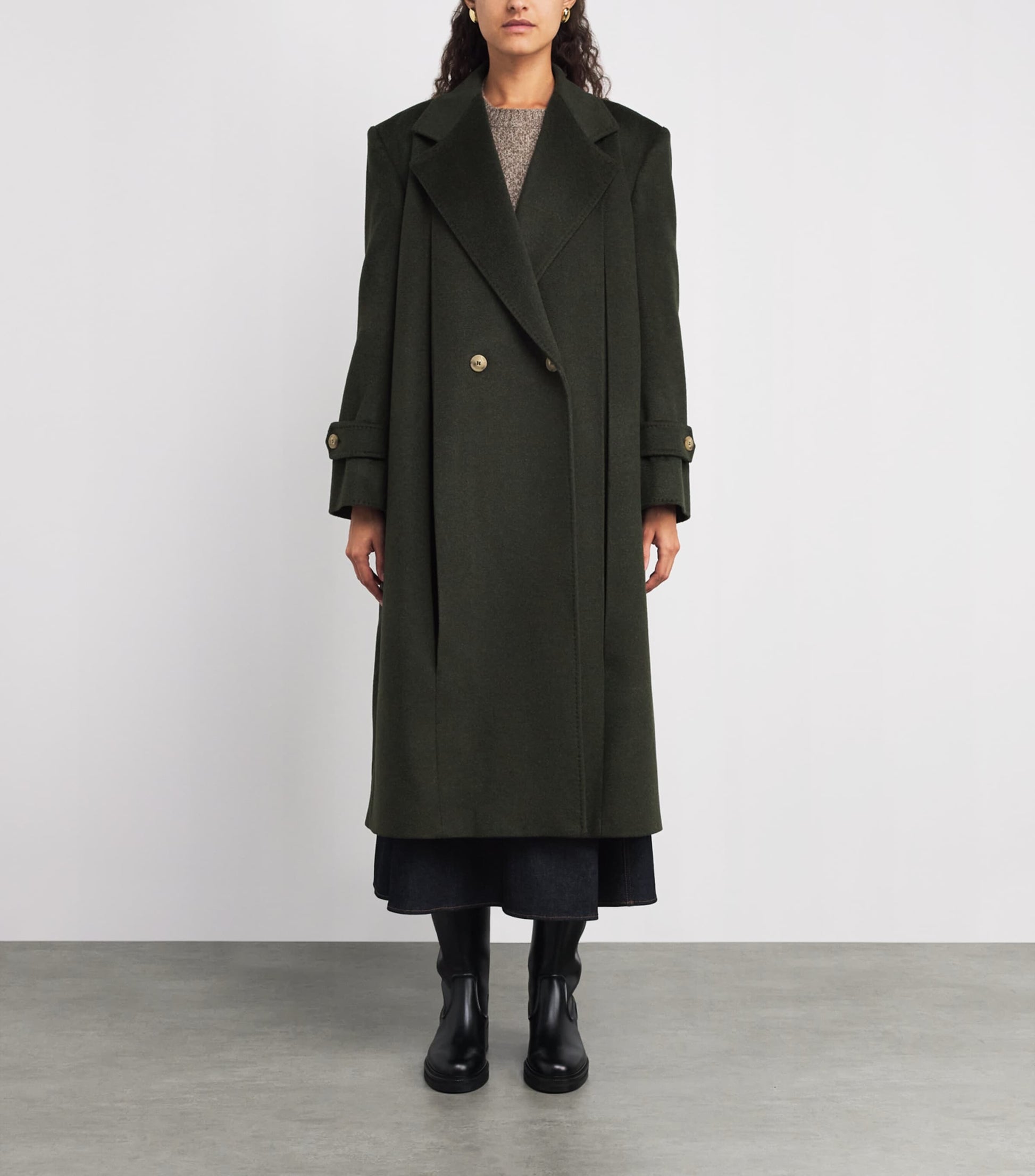 Green Wool Double-Breasted Coat