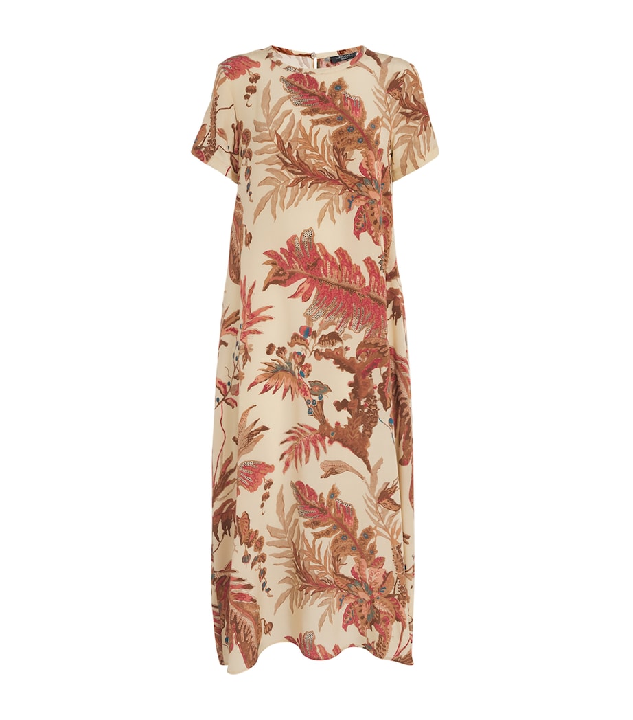 Weekend Max Mara Beige Silk Floral Maxi Dress