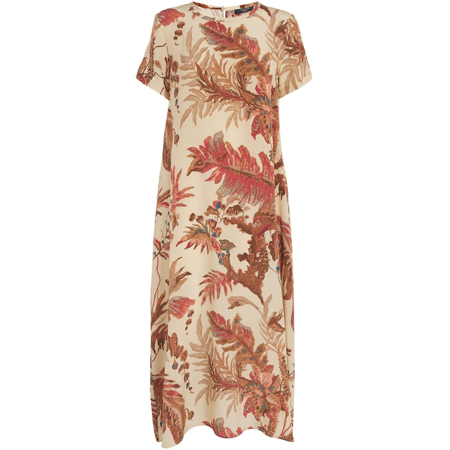 Weekend Max Mara Beige Silk Floral Maxi Dress