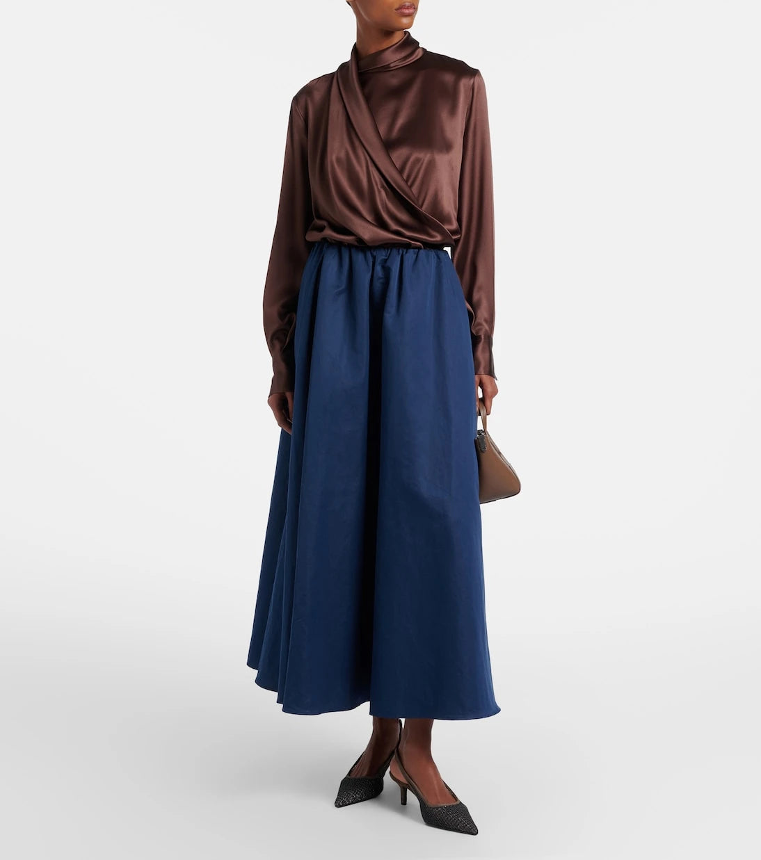 Brunello Cucinelli - Draped silk-blend satin blouse