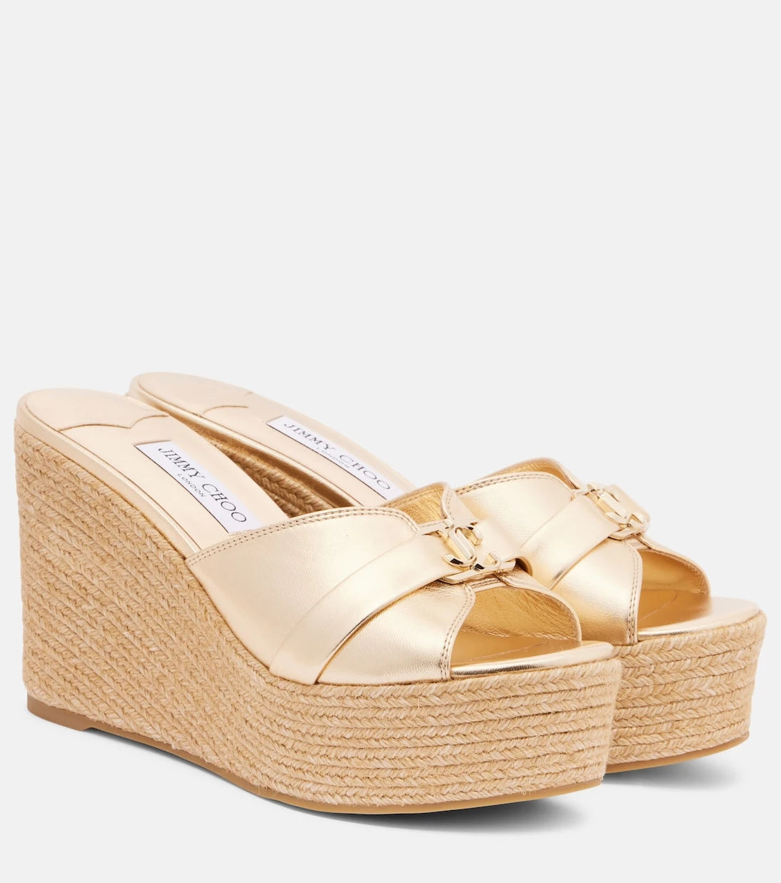 Jimmy Choo - صندل ليدا 100 بكعب ويدج ومنصة من الجلد