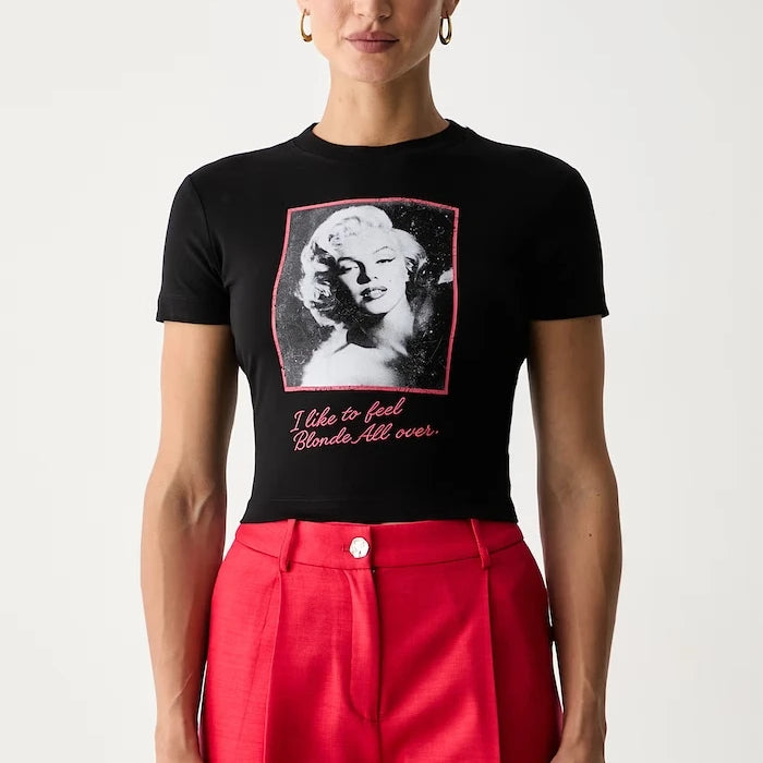 Guess Viskonlu Kadın Crop Top MARILYN MONROE