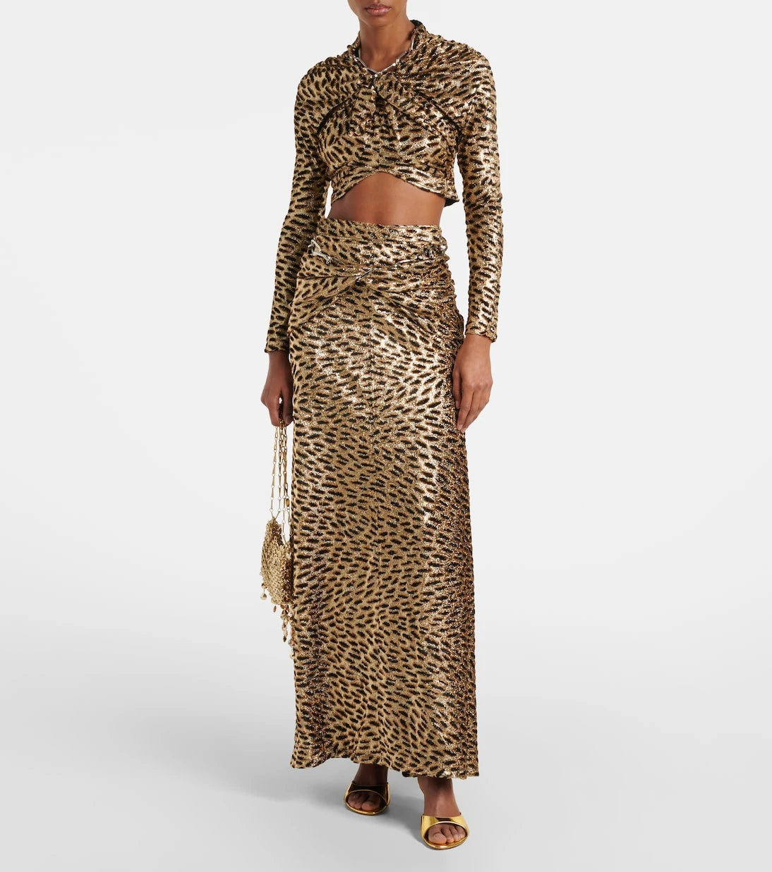 Rabanne - Tiger-print metallic top
