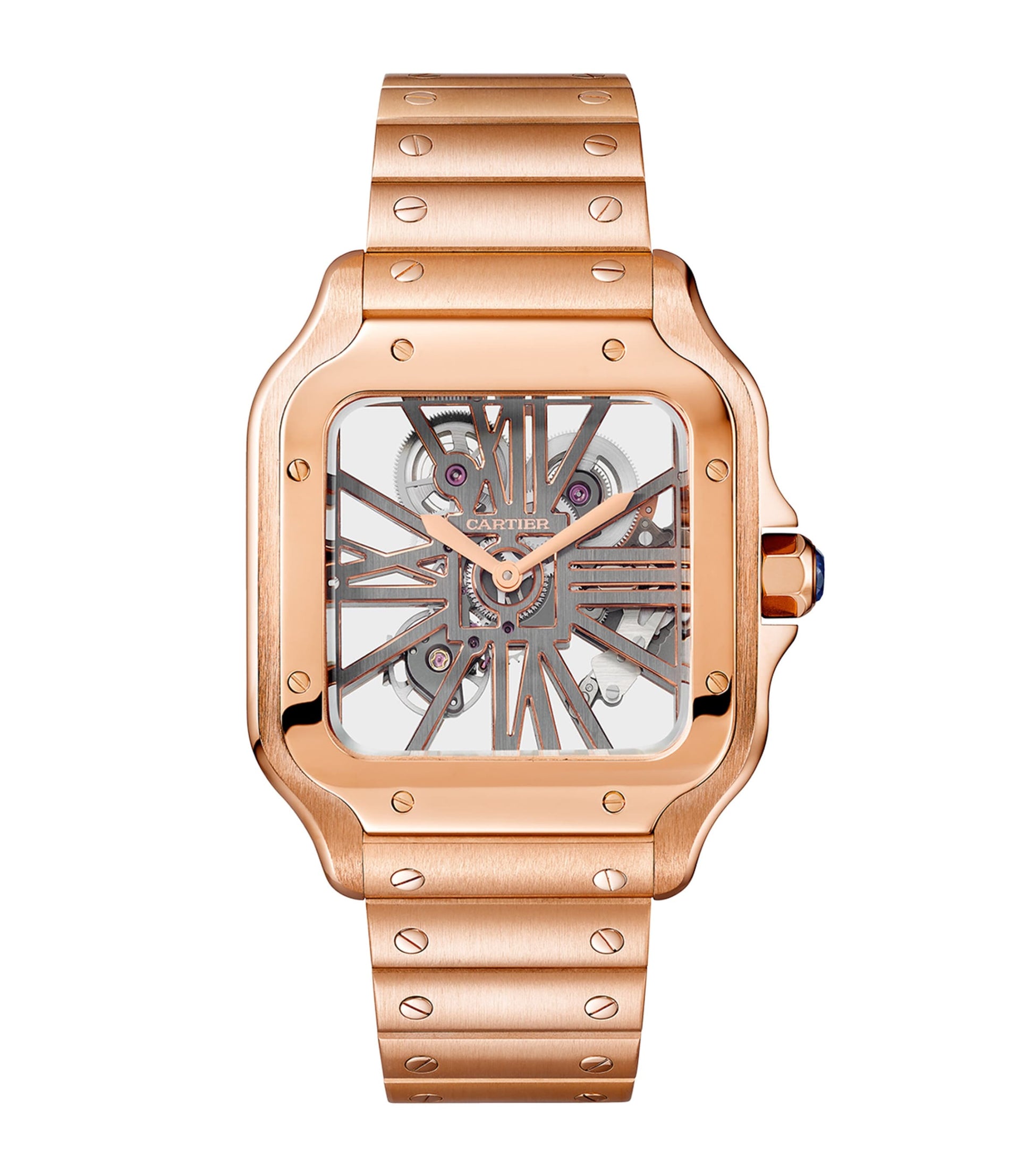 Large Rose Gold Santos de Skeleton Watch 28mm