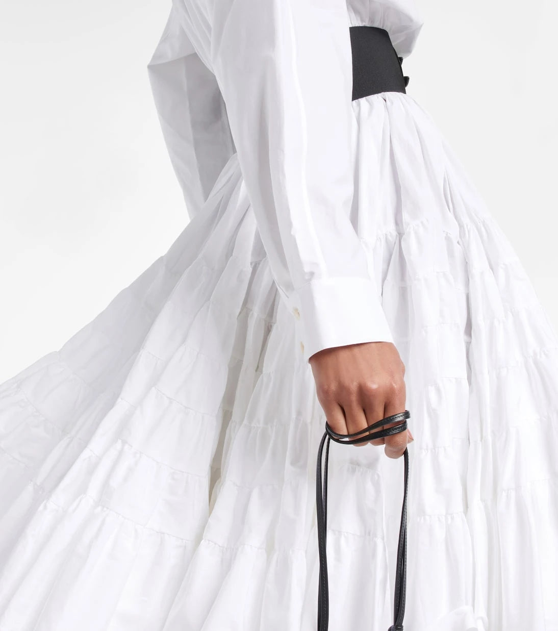 Alaïa - قميص بوبلين قطني برباط عند الخصر