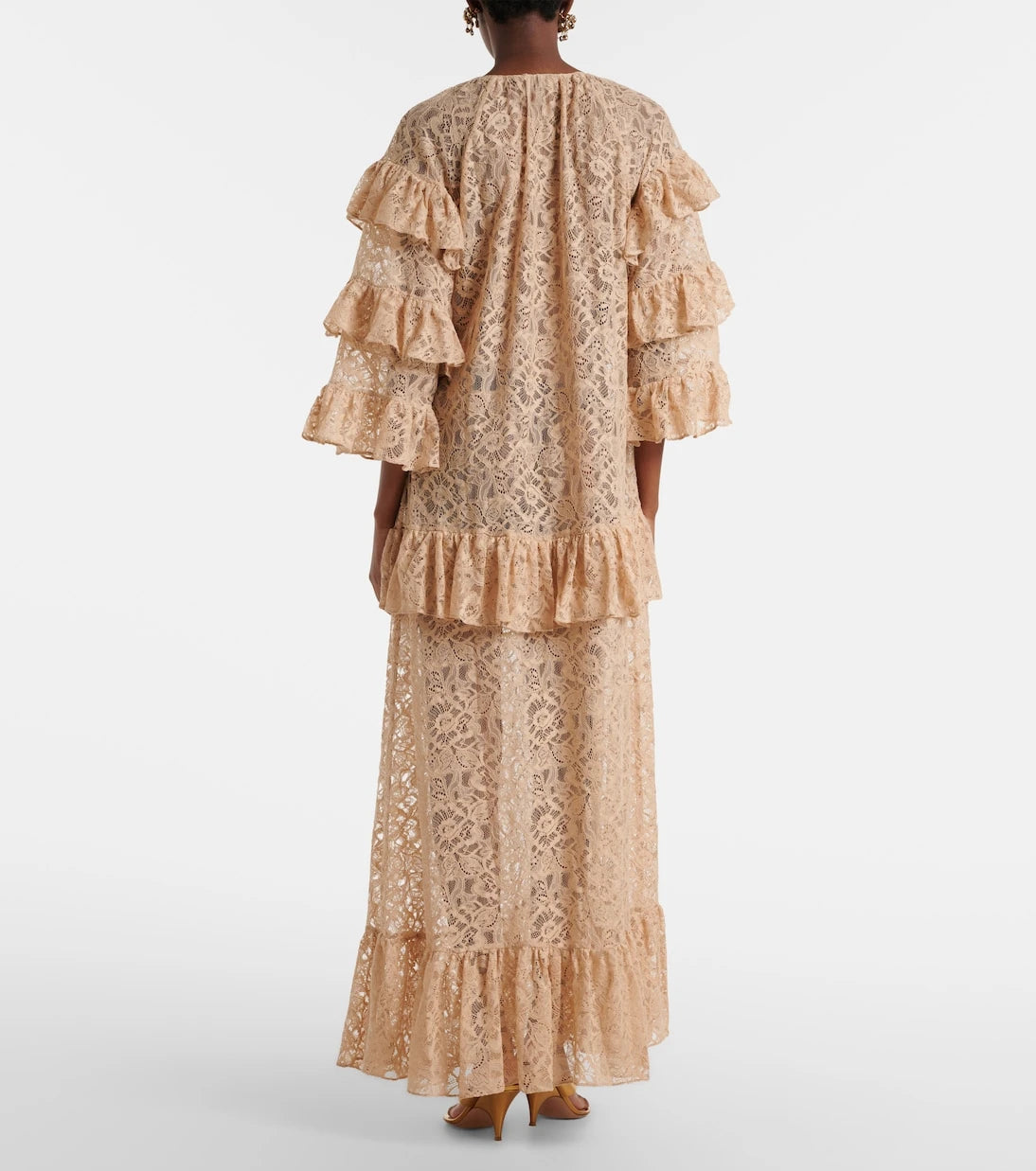 Adriana Degreas - Ruffled lace maxi dress