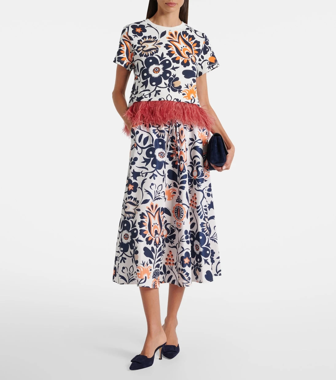 La DoubleJ - Printed satin midi skirt