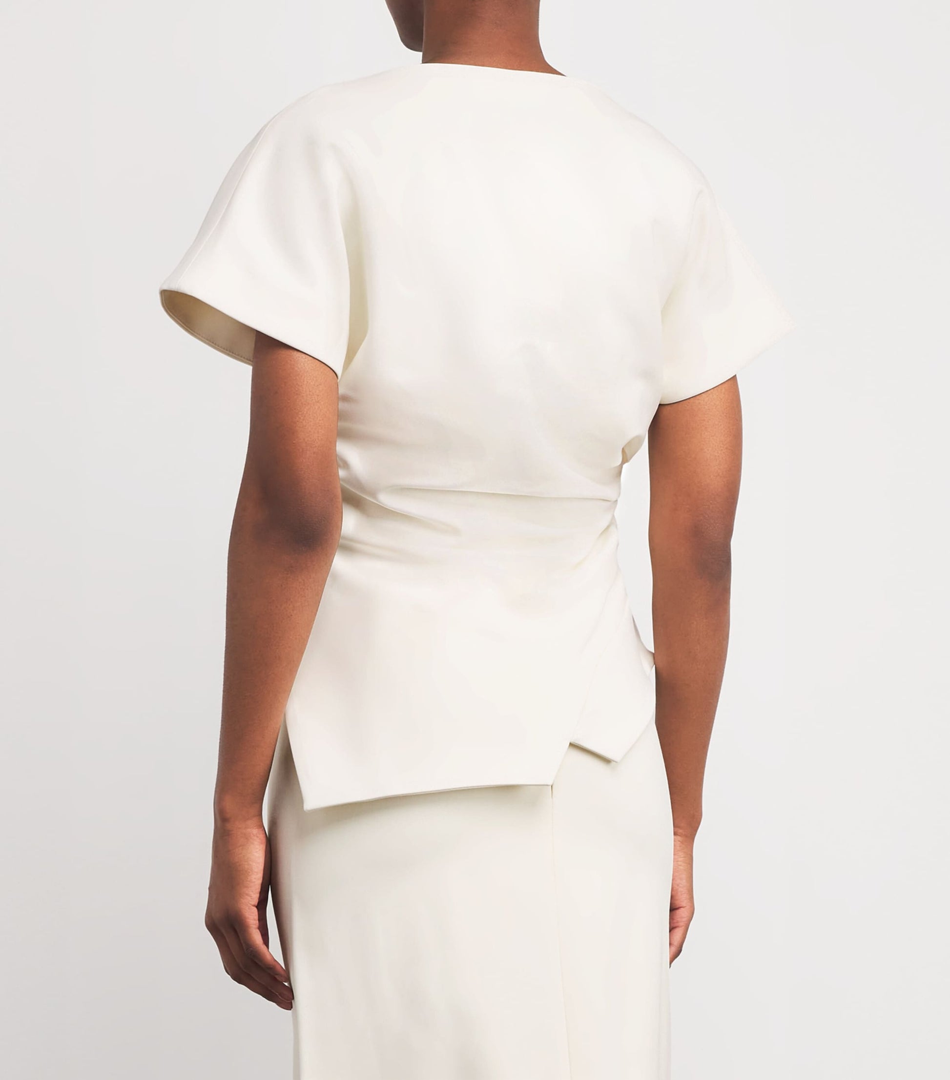 Róhe White Draped Short-Sleeve Top