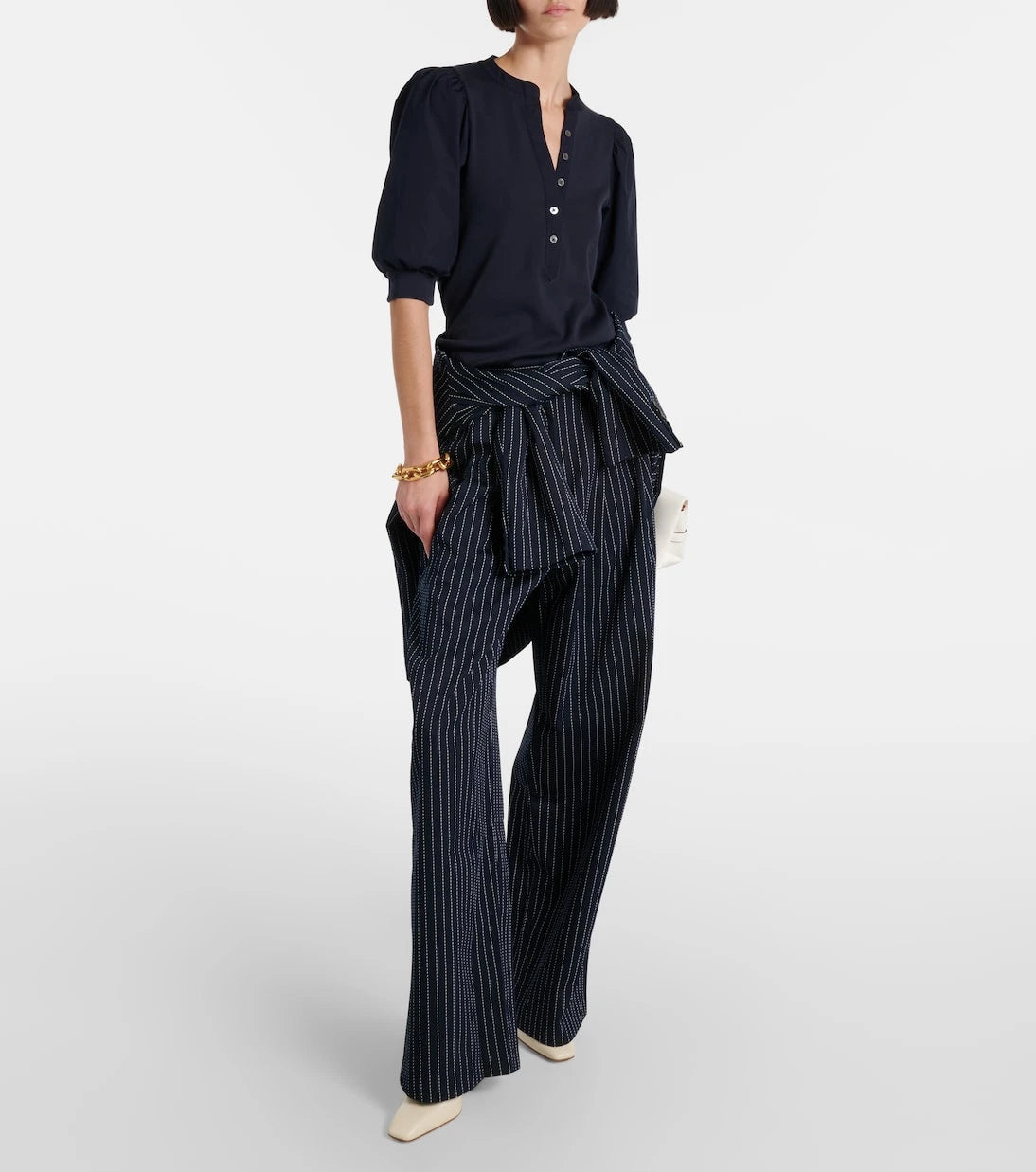 Veronica Beard - Coralee puff-sleeve cotton-blend top