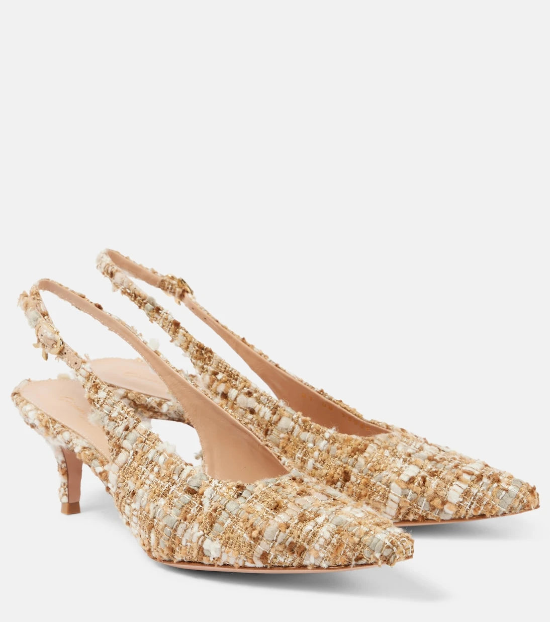 Gianvito Rossi - Pointy 55 bouclé slingback pumps
