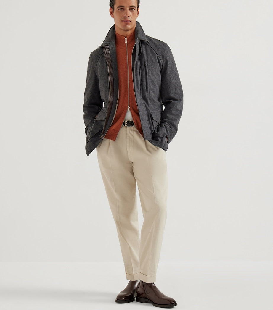 Brunello Cucinelli Yellow Cashmere Zip-Up Cardigan