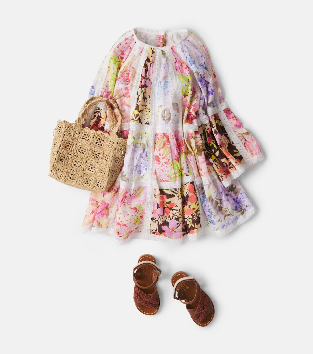 Zimmermann Kids - Solstice lace-trimmed floral cotton dress