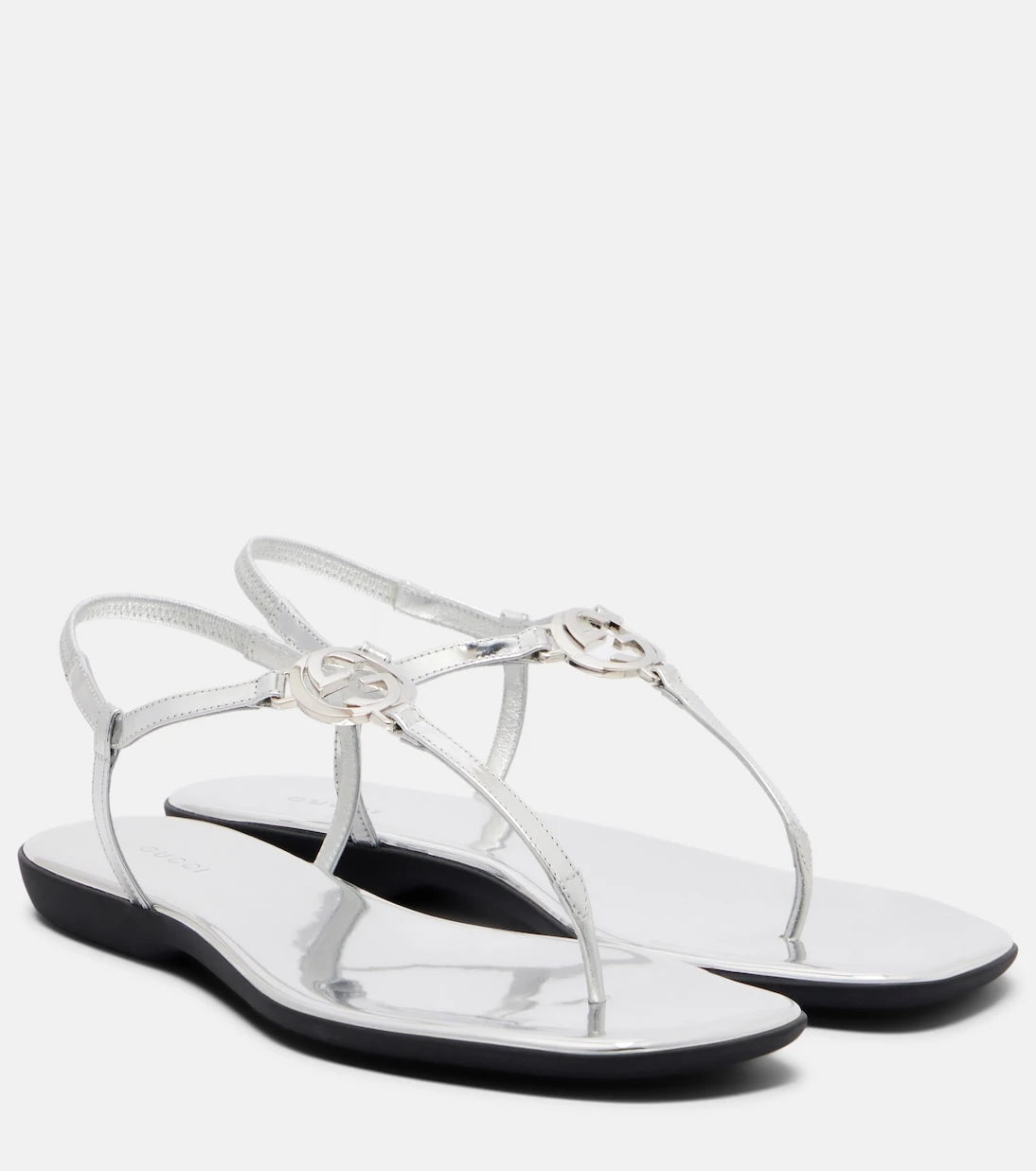 Gucci - Interlocking G metallic leather thong sandals