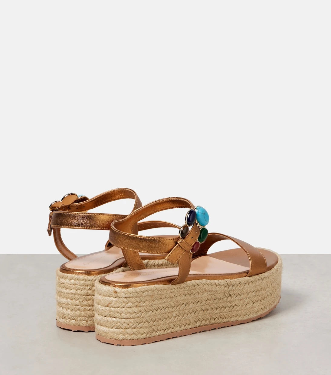 Gianvito Rossi - Metallic leather platform espadrilles