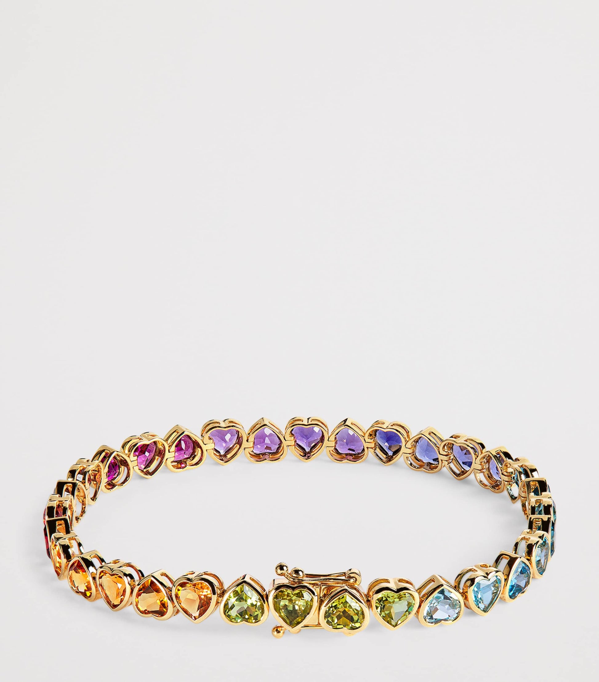 Yellow Gold and Multi-Gemstone I Heart Rainbow Bracelet