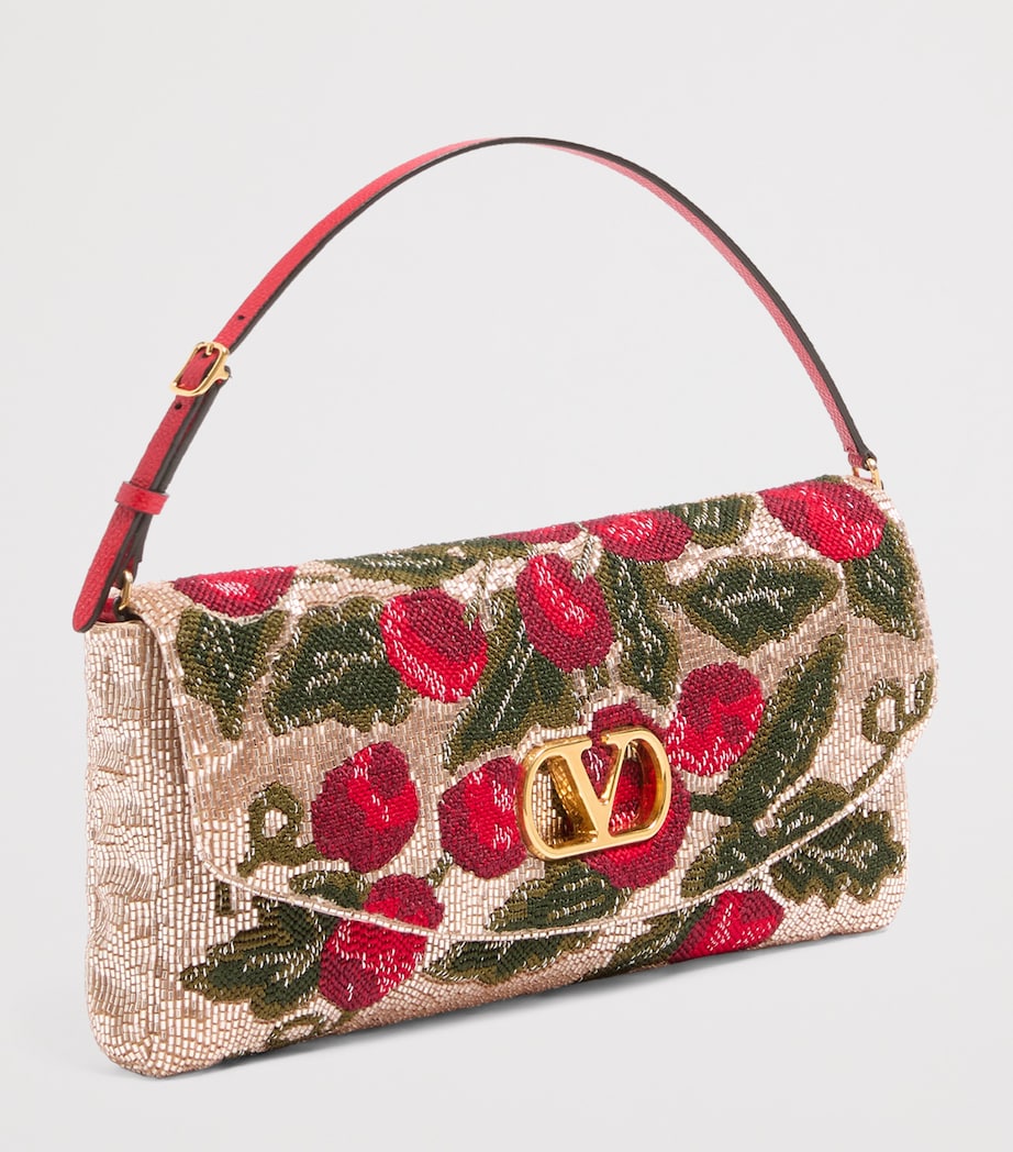 Valentino Garavani Multi Silk Vain Cherry Clutch Bag
